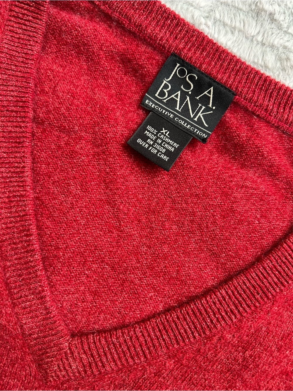Jos. A. Bank Men’s Red V-Neck Cashmere Sweater